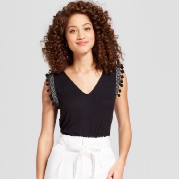 a new day Tops - NWOT A New Day Pompom Trim Tank Top XS